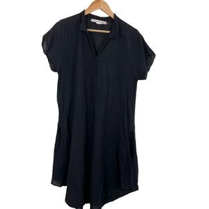 Love Tanjane‎ Dress Womens Size Small Black Shirt Dress Sheer Gauzy Beach Flow
